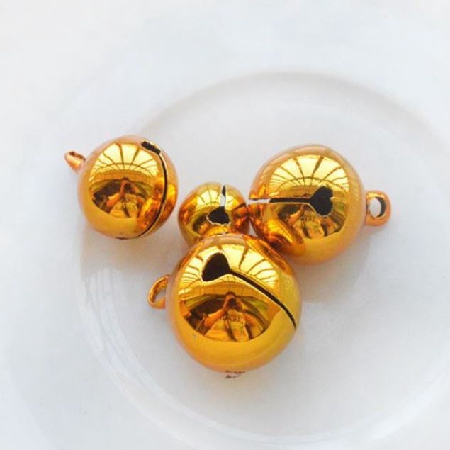 Set 10 quả chuông lục lạc màu vàng/ trắng bạc nguyên liệu làm đồ handmade DIY, phụ liệu may mặc size nhỏ