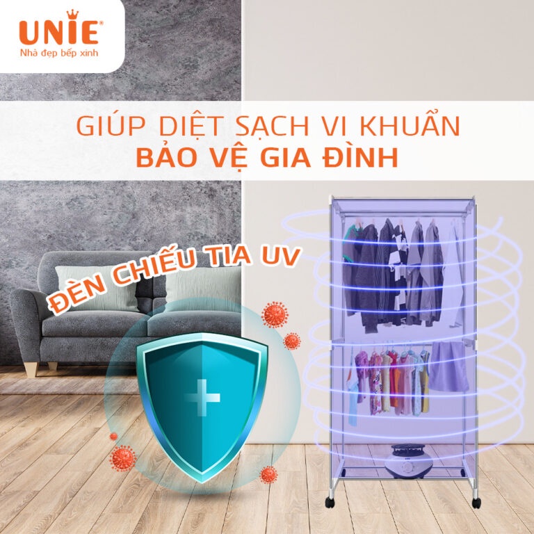 Tủ sấy quần áo UNIE UE-688 công suất 900W sấy khô nhanh tiết kiệm điện an toàn cho gia đình