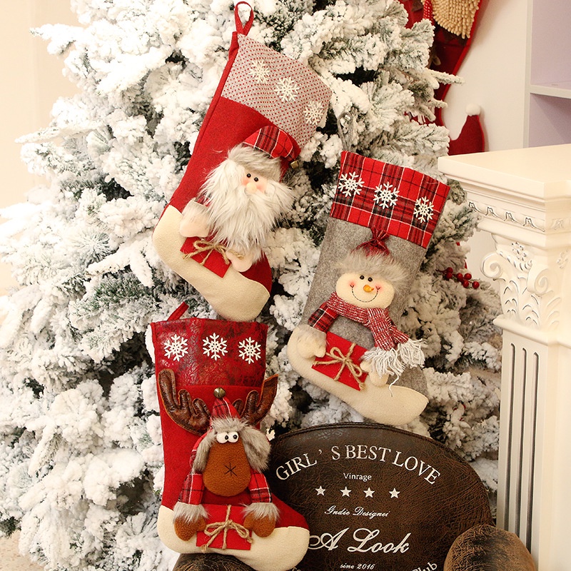 Đồ Chơi Trang Trí Cây Thông Giáng Sinh Hình Người Tuyết / Ông Già Noel / Vớ Đỏ Cỡ Lớn