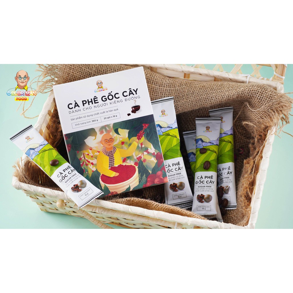 Cà Phê Gốc Cây Color Man Set 20 Gói chiết xuất la hán quả và bột cà phê hòa tan cao cấp tốt cho tiêu hóa