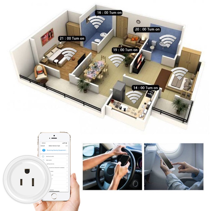 Một năm bảo hành!Ổ Cắm Điện Thông Minh Điều Khiển Từ Xa Bằng Điện Thoại Amazon Alexa Google Home