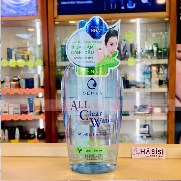 Nước Tẩy Trang Cho Da Dầu SENKA ALL CLEAR WATER MICELLAR FORMULA FRESH  230ml (Viền Xanh Lá)