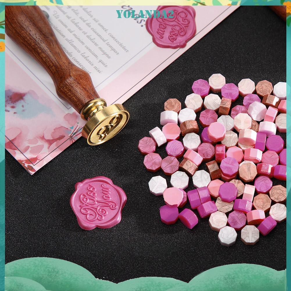 Bộ 100 Viên Sáp Niêm Phong Hình Bát Giác Đóng Gói Bì Thư Phong Cách Cổ Điển Trang Trí Cho Thiệp Cưới