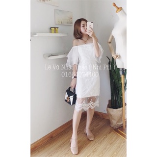 Đầm trễ vai ren thêu