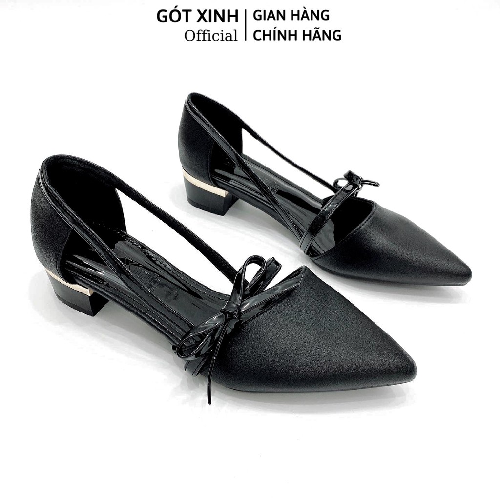 Giày cao gót nữ GÓT XINH G10 da mờ đế vuông cao 3cm