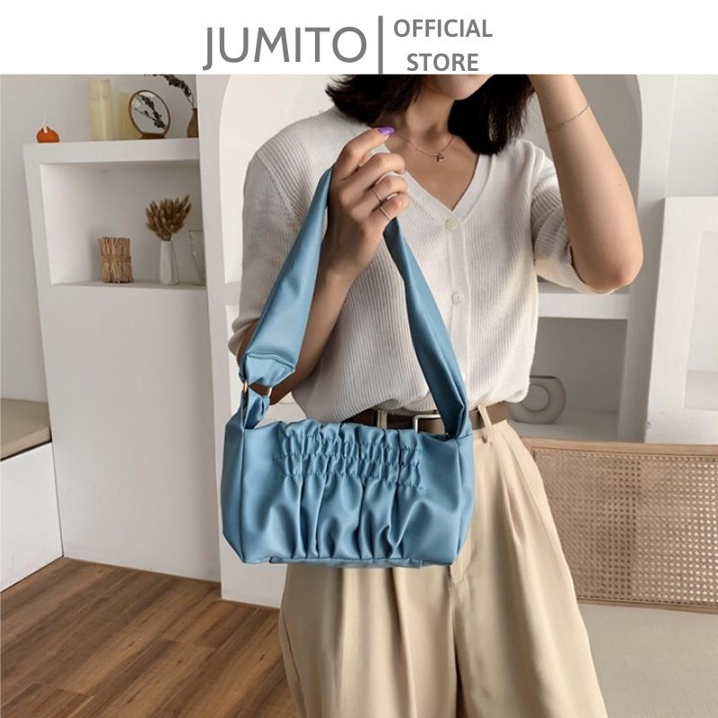 Túi xách nữ đeo vai cầm tay quai da chun dúm nhiều màu hót hít 2022 JUMITO SE687