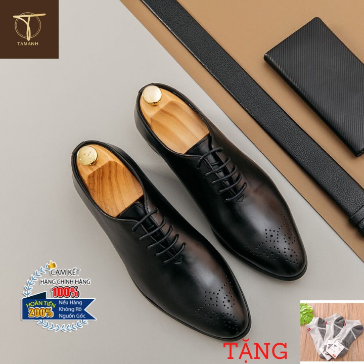 Giày Da Nam TÂM ANH Dáng Oxford GNTA01.5-D Tặng Tất UNIQLO