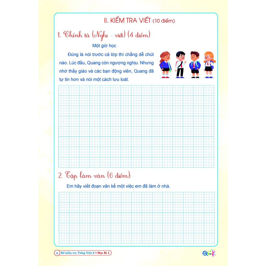 Sách Đề kiểm tra tiếng Việt lớp 2 học kì 1 QBOOKS   Hải Anh Books