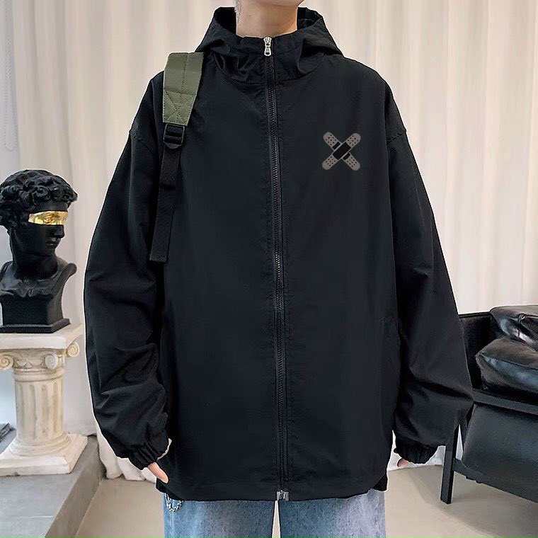 Áo khoác dù nam nữ đều mặc được dáng rộng Họa tiết MINDF băng keo dáN độc lạ ulzzang