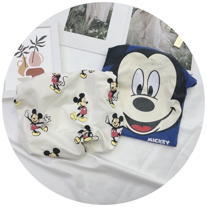 BÁN SỈ SÉT 2 ÁO MICKY XANH TRẮNG CHO BT