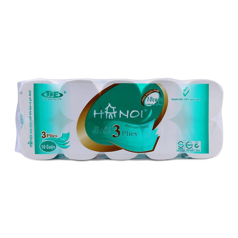 Giấy vệ sinh hà nội dây 10 cuộn 3 lớp 1.6kg /1.6kg