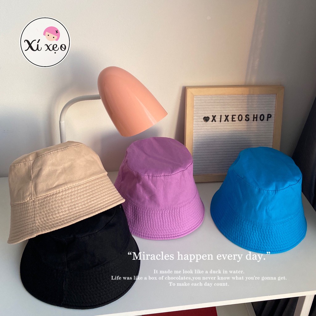 Nón mũ bucket vành cụp trơn Unisex phong cách Ulzzang xixeoshop