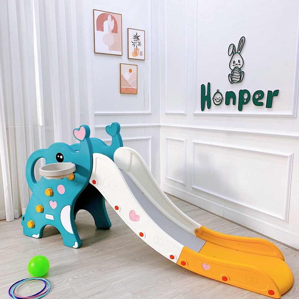 Cầu trượt Elephant honper bản đúp dày dài, Cầu trượt cho bé đủ 3 màu giúp mẹ an tâm mùa dịch