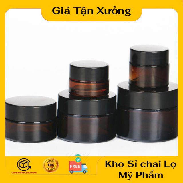 Hũ Chiết Mỹ Phẩm ❤ TRÙM SỈ ❤ Hũ kem thủy tinh nâu 5g,10g,15g,20g , Hũ đựng mỹ phẩm , Hũ đựng kem , phụ kiện du lịch