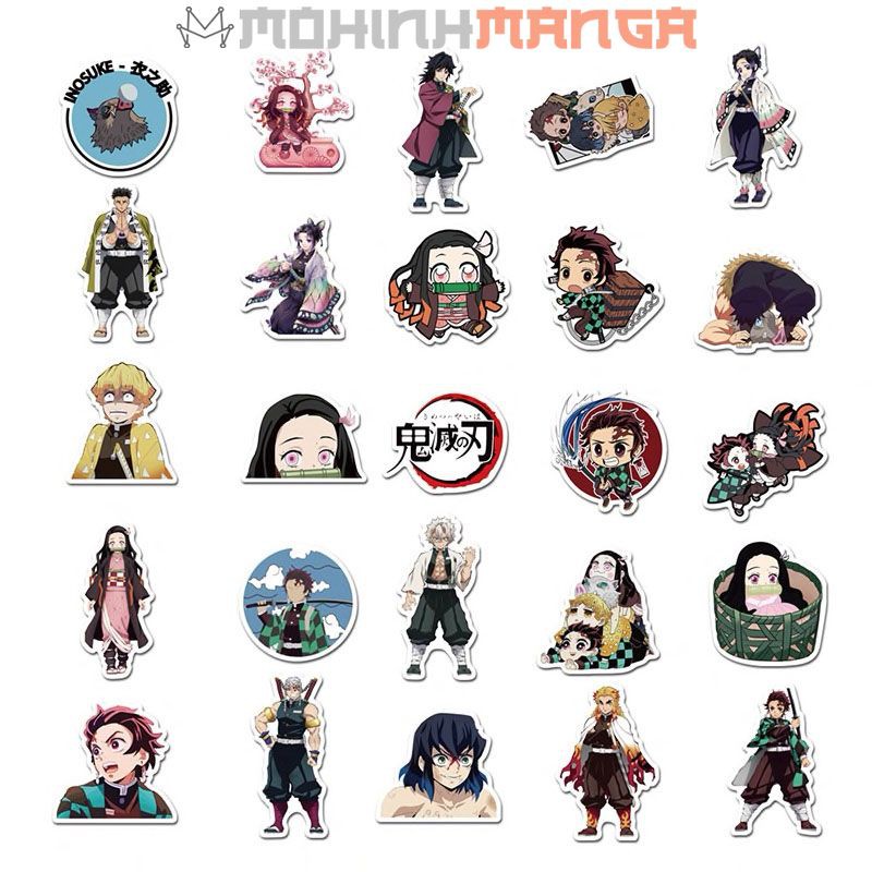 Bộ sticker Kimetsu No Yaiba (miếng dán decal Thanh gươm diệt quỷ) chống nước hình dán Tanjiro Nezuko Zenitsu Inosuke