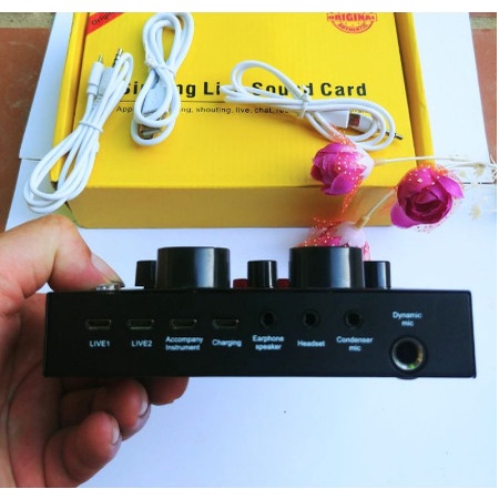 Bộ âm thanh Soundcard V8 AQTA Chính Hãng Bluetooth + Mic Karaoke Livetream BM 800, Có AutoTune Chuẩn Phòng Thu