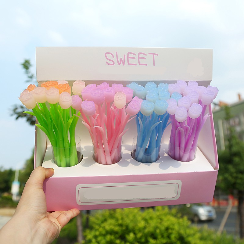 bút hoa hồng đổi màu D165 bút cute bút dễ thương bút viết gel