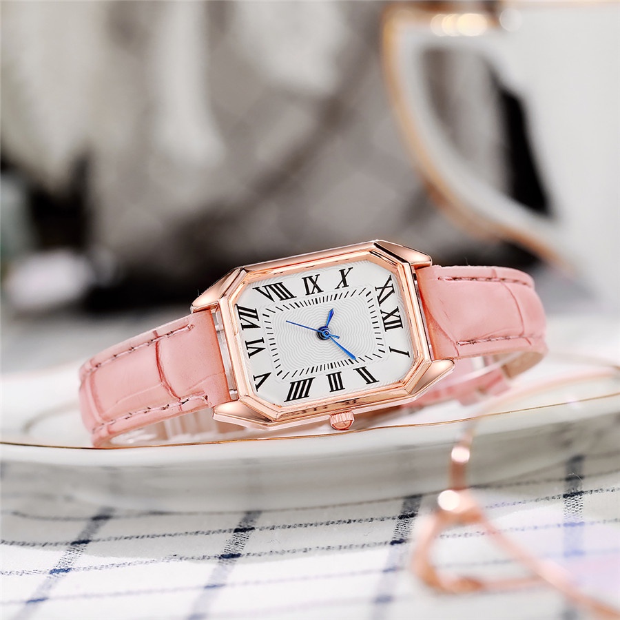 Đồng Hồ Nữ Dây Da Mặt Chữ Nhật Thời Trang