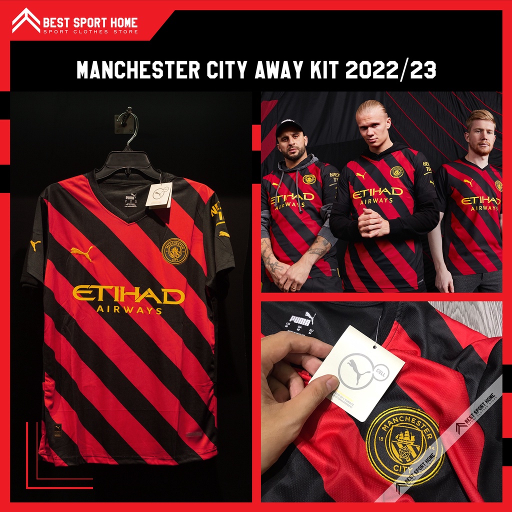 Quần Áo Bóng Đá sân khách CLB Man City - Man City away kit 22/23 Vải Dệt Kín Mềm Size Âu