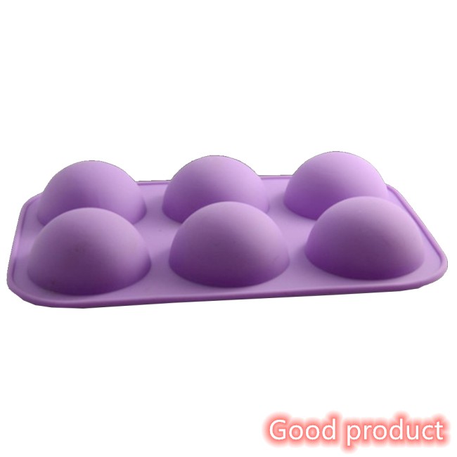 Khuôn Silicone Làm Bánh Muffin / Thạch Rau Câu 6 Ngăn Hình Bán Cầu