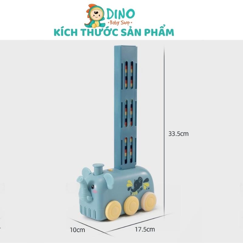 Xe xếp domino tự động, Đồ chơi thả domino đáng yêu có nhạc, Chất liệu PU cao cấp, An toàn cho bé - Dino