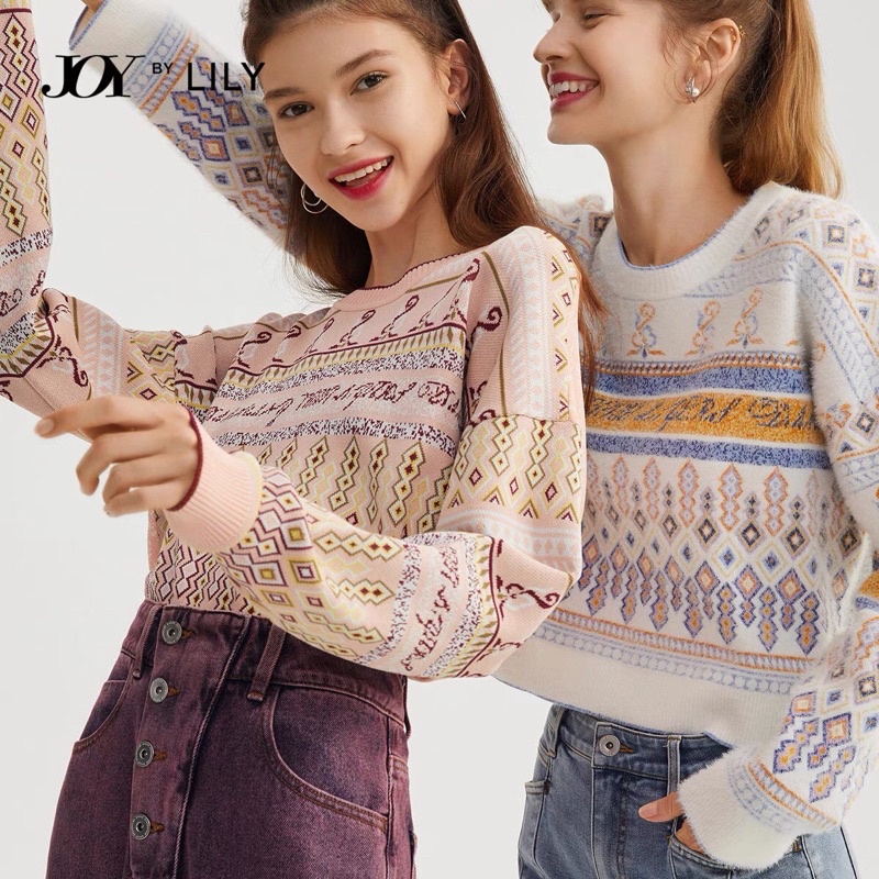 Áo len lông thỏ hoạ tiết Lily