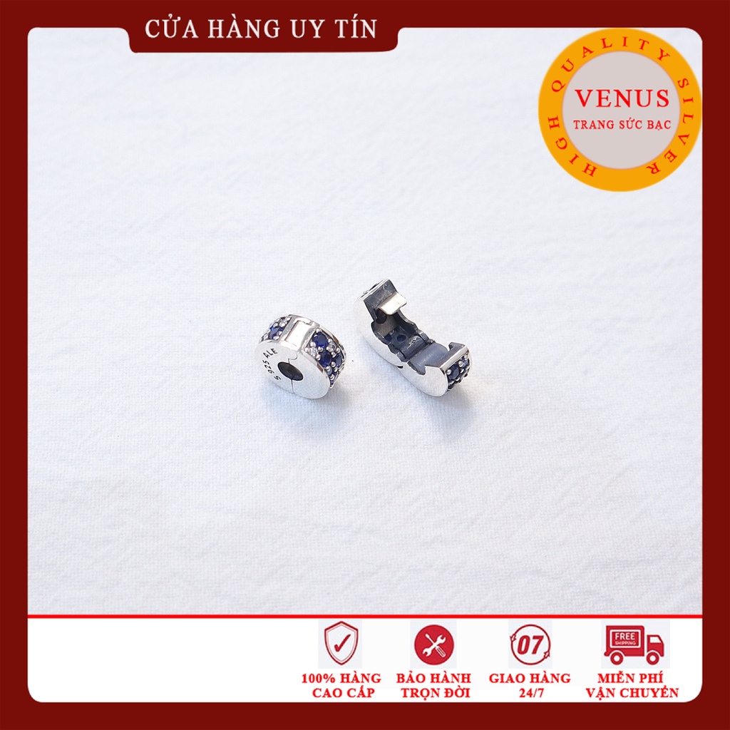 [Charm bạc 925 cao cấp] Charm clip bấm đá trắng- Mã sản phẩm VENUSC5