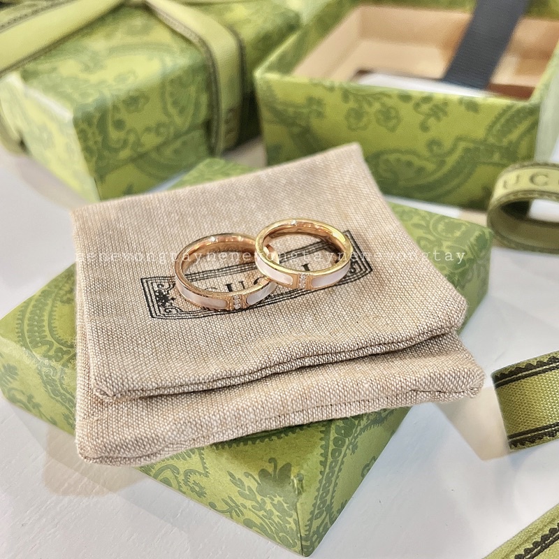 Nhẫn đôi GUCCI Xà Cừ khắc tên theo yêu cầu sang trọng