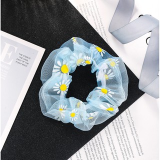 INS Cúc Scrunchies Dây Buộc Tóc Hoa
