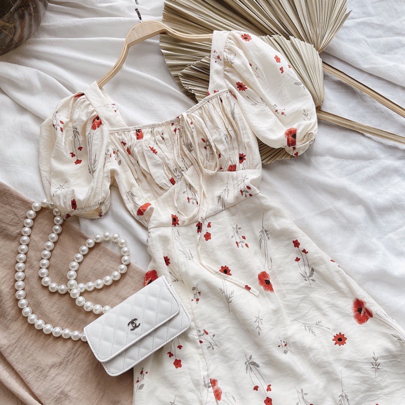 Đầm hoa đỏ midi (Tali) | BigBuy360 - bigbuy360.vn