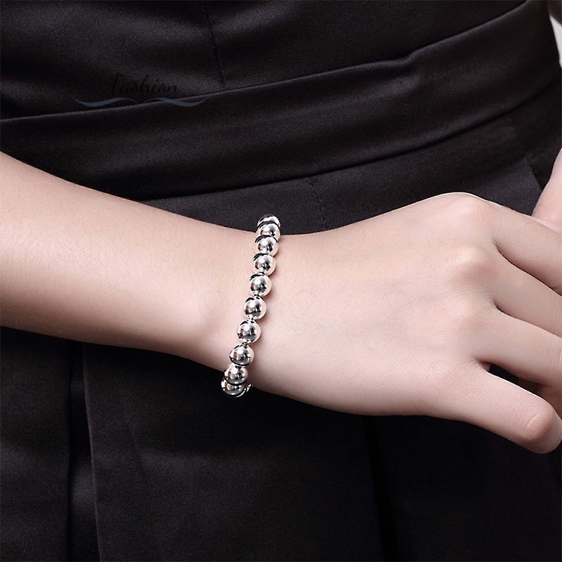 Vòng Tay Chuỗi Hạt Bạc 925 8MM Phong Cách Phật Giáo Cho Nam Và Nữ