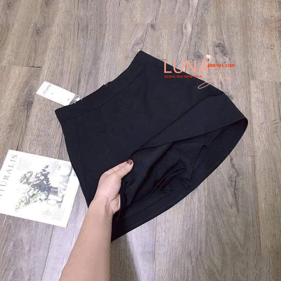 Chân váy đen ngắn chữ A có túi quần lót trong - Cạp lưng cao ngang rốn - Vải co giãn Umi mát - Mặc đi làm công sở biển | BigBuy360 - bigbuy360.vn