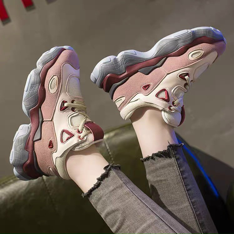 Sneakers Nữ, Giày Thể Thao Nữ Giày Thể Thao Chunky Phong Cách Chất Thoáng Khí Thích Hợp Vận Động Ngoài Trời Màu Kem Phối | BigBuy360 - bigbuy360.vn