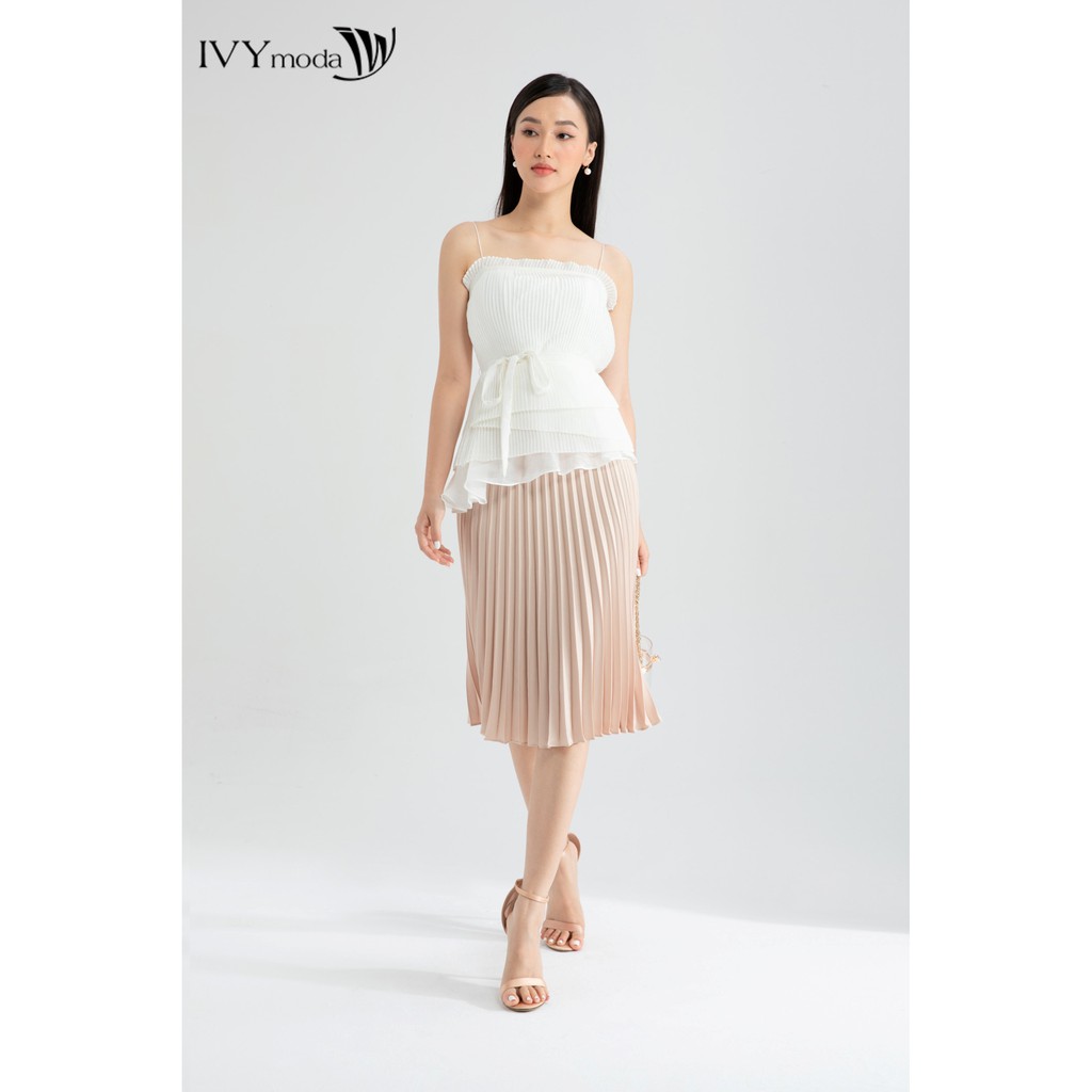 [NHẬP WABRTL5 GIẢM 10% TỐI ĐA 50K ĐH 250K ]Áo 2 dây xếp ly dáng peplum thiết kế IVY moda MS 12B8582