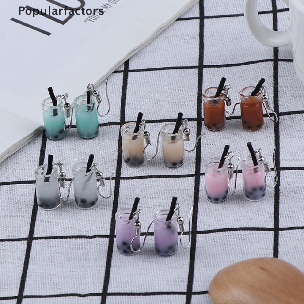 (Bán Chạy) Bông Tai Tạo Hình Trà Sữa Trân Châu Phong Cách Mùa Hè Vui Nhộn (Hàng Có Sẵn)