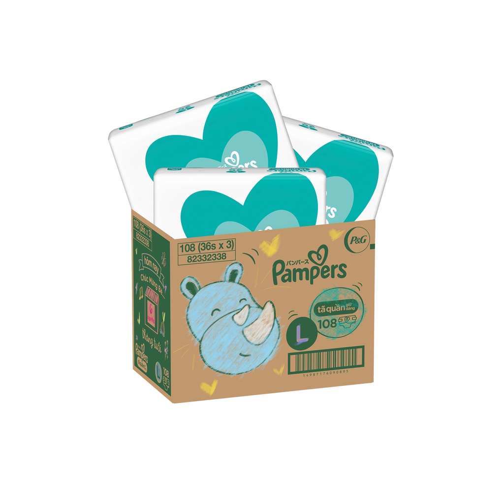 Thùng Tối Ưu Phí Vận Chuyển 3 Gói Tã Quần PAMPERS Giữ Dáng Pampers L108/XL96/XXL84