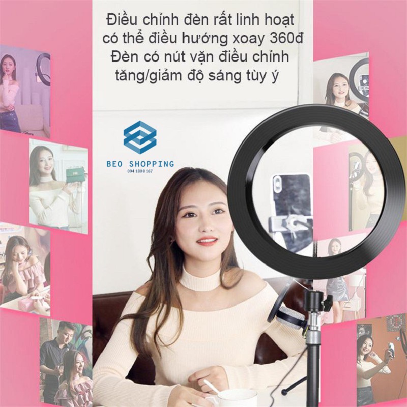 Đèn Livestream size 26 30 36 45 cm và chân 2m1 Hỗ Trợ Chụp Ảnh Make up Trang Điểm nhiều Chế Độ Sáng | BigBuy360 - bigbuy360.vn