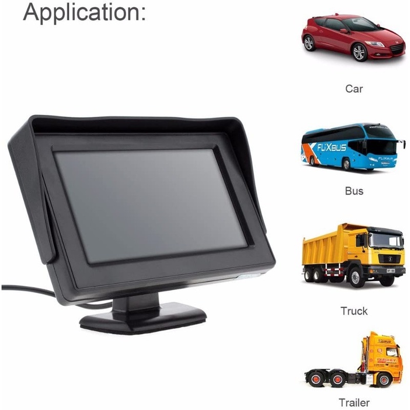 Camera Chiếu Hậu Cho Xe Hơi 12V-24V 4.3'' inch TFT LCD Hỗ Trợ Quay Đêm
