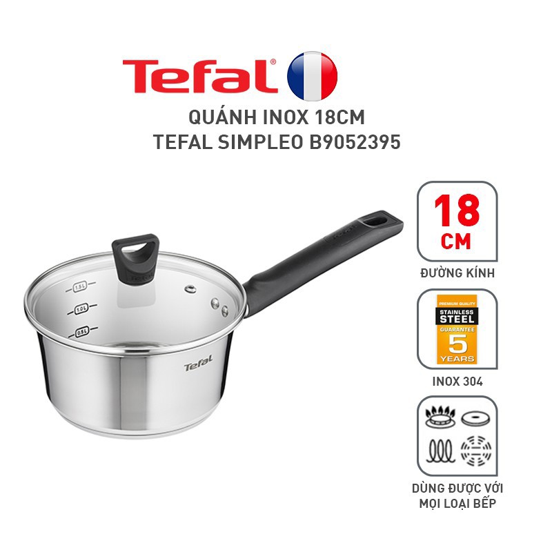 Quánh inox tefal Simpleo đáy từ 18cm chính hãng  pháp - GD.tefal.QuanhSimeo