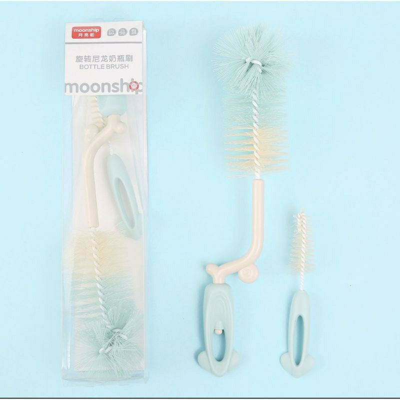 Bộ cọ bình sữa 2 chi tiết xoay 360 độ Moonship đẹp