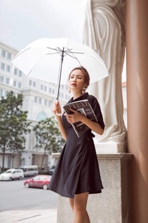 Đầm sơmi đắp chéo thắt nơ eo