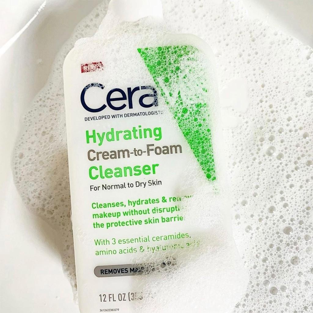 Sữa Rửa Mặt Tẩy Trang Cho Da Thường Và Da Khô CeraVe Hydrating Cream To Foam Cleanser - Chính Hãng