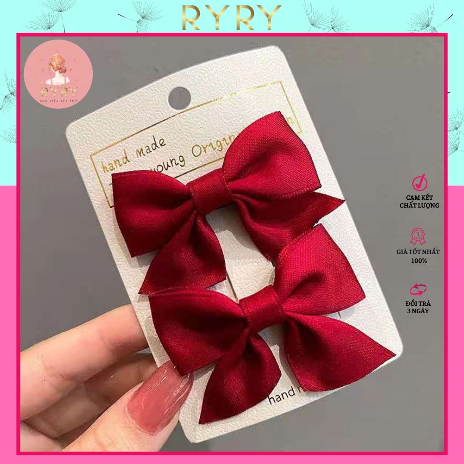 Set 2 Kẹp Nơ Tiểu Thư Siêu Dễ Thương Phong Cách Hàn Quốc Cho Bé