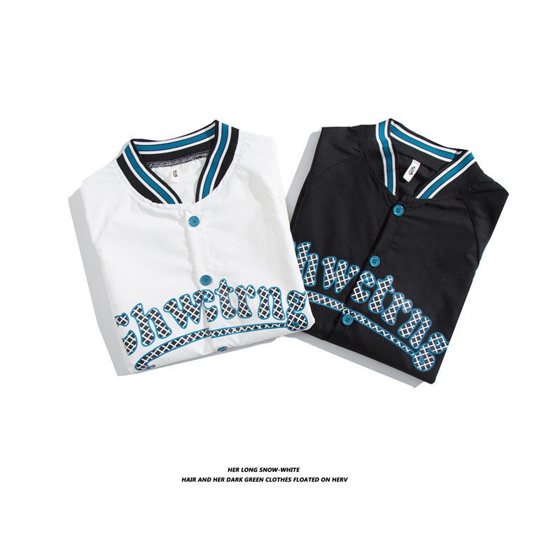 Áo Sơ Mi Bóng Chày Tay Lửng Thêu Chữ Cá Tính Dành Cho Nam/Size M-3xl 2022