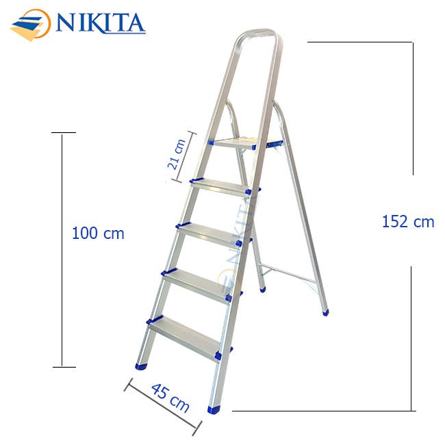 Thang Nhôm Tay Vịn 5 Bậc - Chính Hãng NIKITA - Bảo Hành 12 Tháng