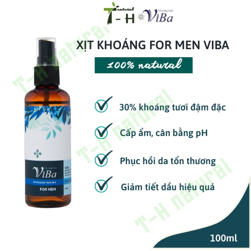 XỊT KHOÁNG TƯƠI THIÊN NHIÊN VIBA FOR MEN - dành riêng cho nam cấp ẩm, dưỡng da, cân bằng PH phục hồi tổn thương cho da.