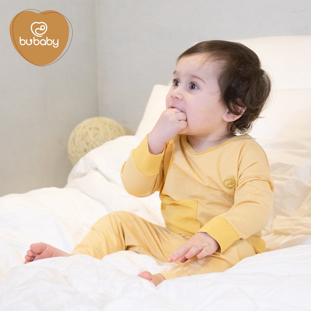 Bộ dài tay thu đông cho bé Bu Baby- Cổ V Kyomi Aloha