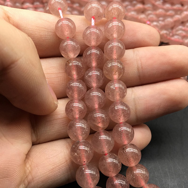 Chuỗi Hạt Đá Thạch Anh Tự Nhiên Hình Trái Dâu 4-12mm Dùng Làm Vòng Đeo Tay diy