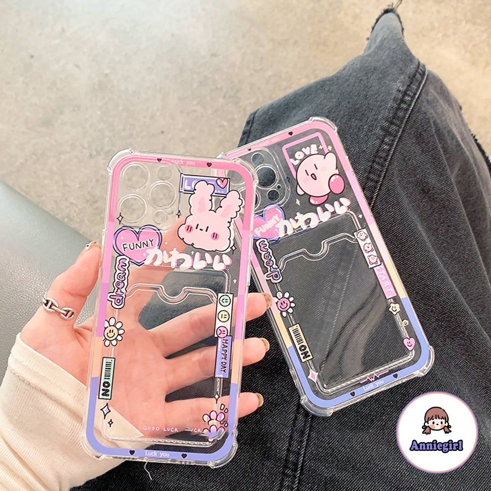 Ốp điện thoại TPU hấp thụ sốc in hình thỏ hồng Hàn Quốc có ngăn đựng thẻ cho IPhone 13 12 11 Pro Max X XR 8 7 Plus | BigBuy360 - bigbuy360.vn