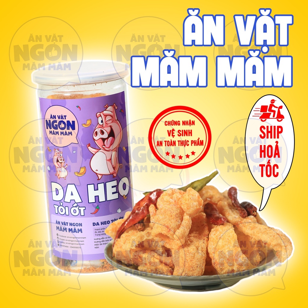 Da heo tỏi ớt chiên giòn Măm Măm hộp 140g Đồ ăn vặt siêu ngon - Món ngon mỗi ngày